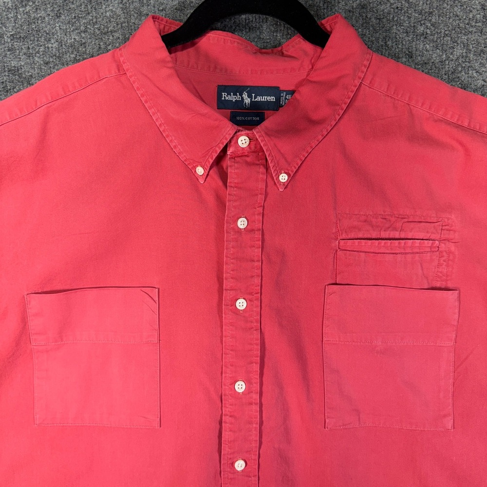 Ralph Lauren Utility Shirt Mens 4X Big Red Cotton Twill Canvas Outdoor Hiking
